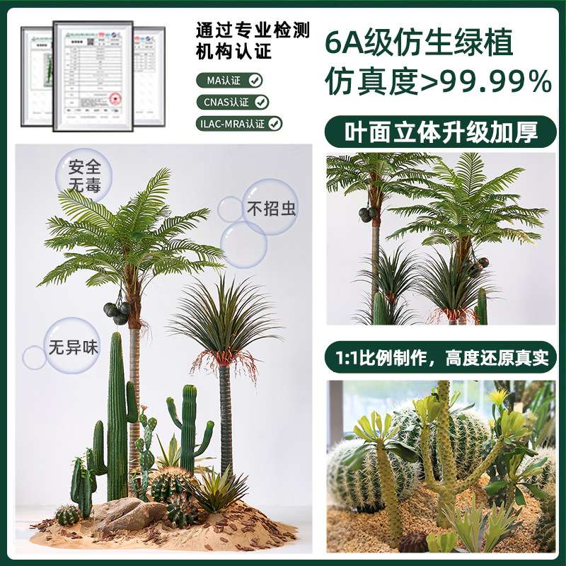 仿真仙人掌造景热带沙漠植物盆栽假仿真绿植室内酒店景观装饰盆景