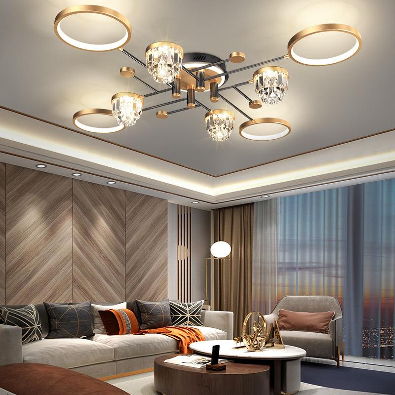 北欧轻奢吊灯客厅灯现代简约大气水晶网红吸顶2021年新款组合全屋
