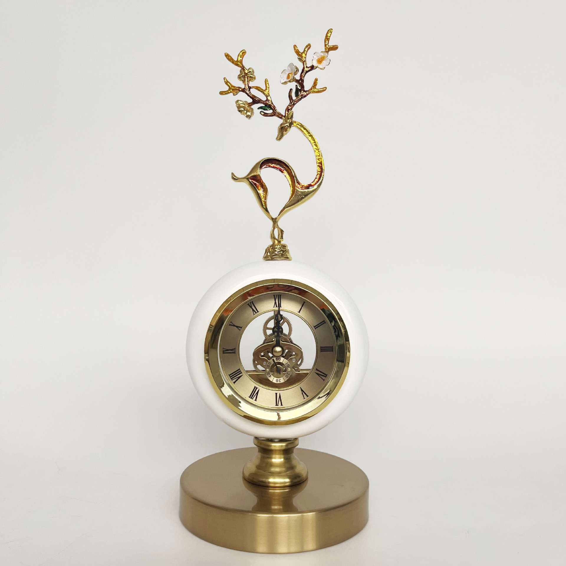 欧式轻奢钟表摆件电视柜客厅时钟桌面美式复古座钟时钟家居装饰