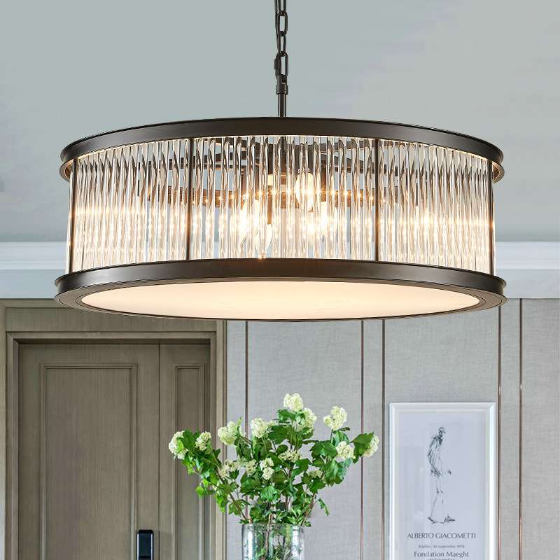 美式后现代水晶吊灯新古典餐厅个性创意简约大气圆环别墅水晶灯饰