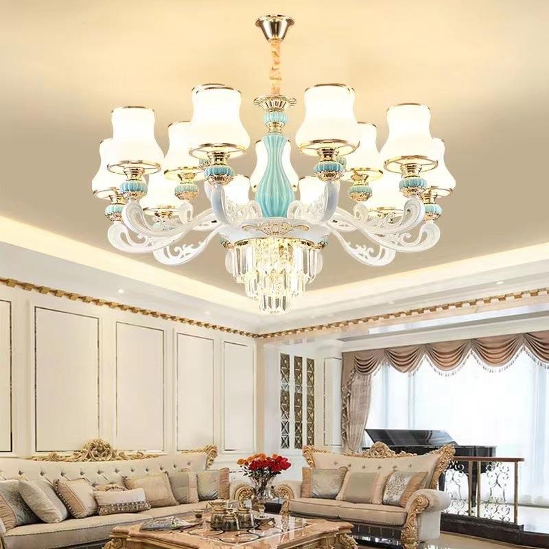 欧式水晶吊灯客厅灯2024年新款复式别墅灯简欧轻奢主卧室房间灯具