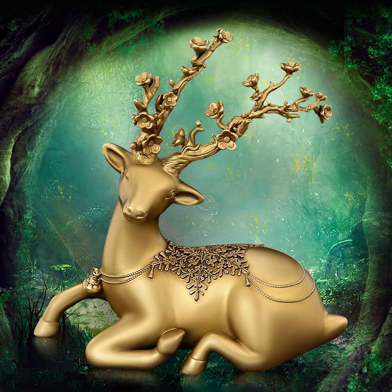 铜一鹿平安一路汽车装饰男士高档大气女个性创意内饰车内饰品摆件