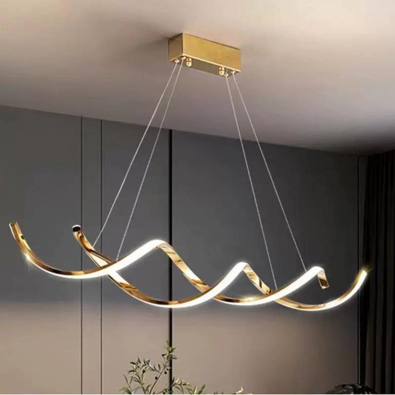 轻奢餐厅吊灯创意个性后现代简约高档饭厅餐桌设计师线条造型灯具