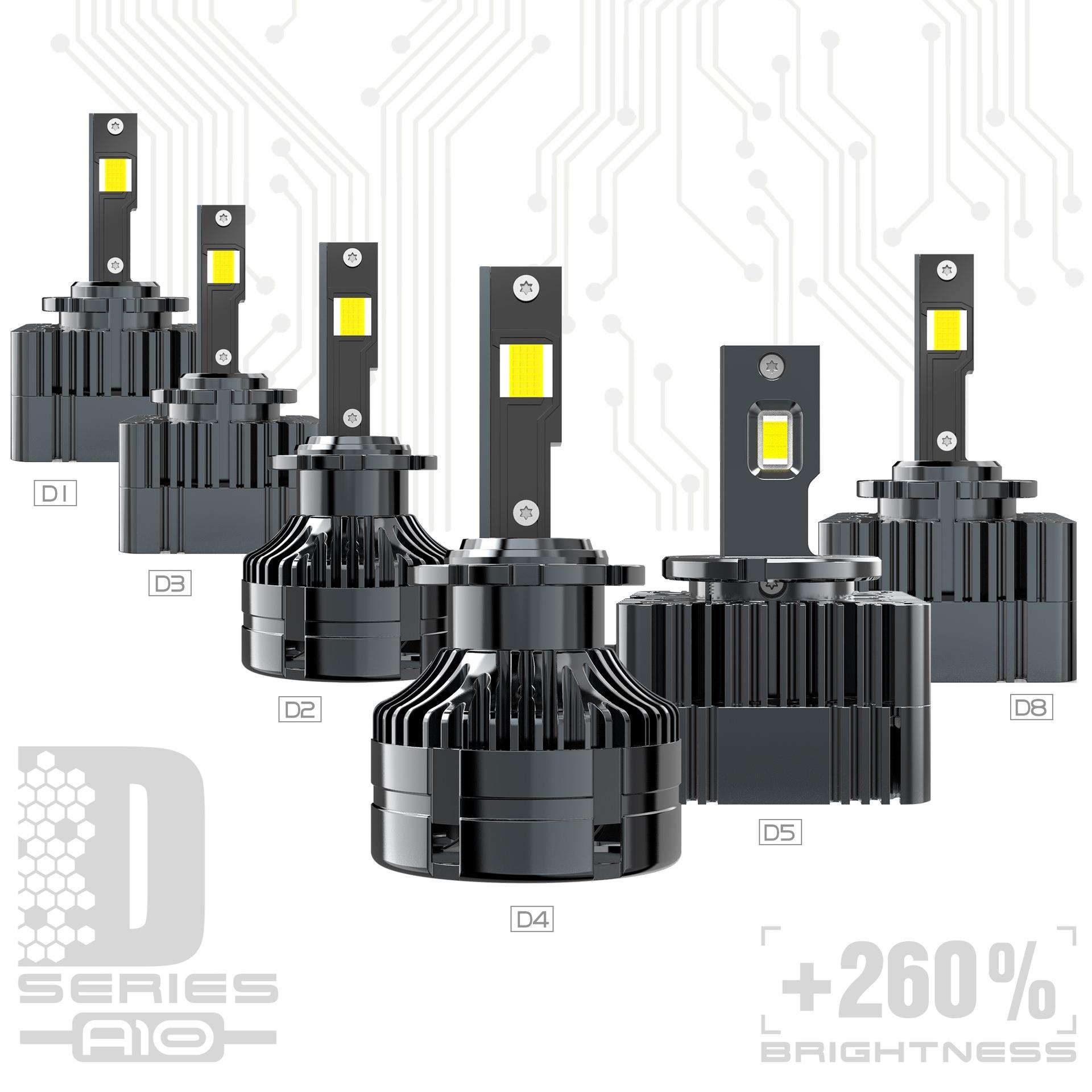 新款A10单面发光D系列替换原车HID灯泡D1S D2S D3S D4S D5S D8S