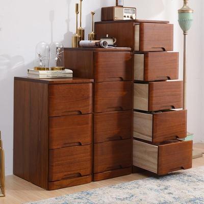 实木夹缝柜抽屉式收纳柜25/30/40/50cm加深窄储物五斗橱床头柜子