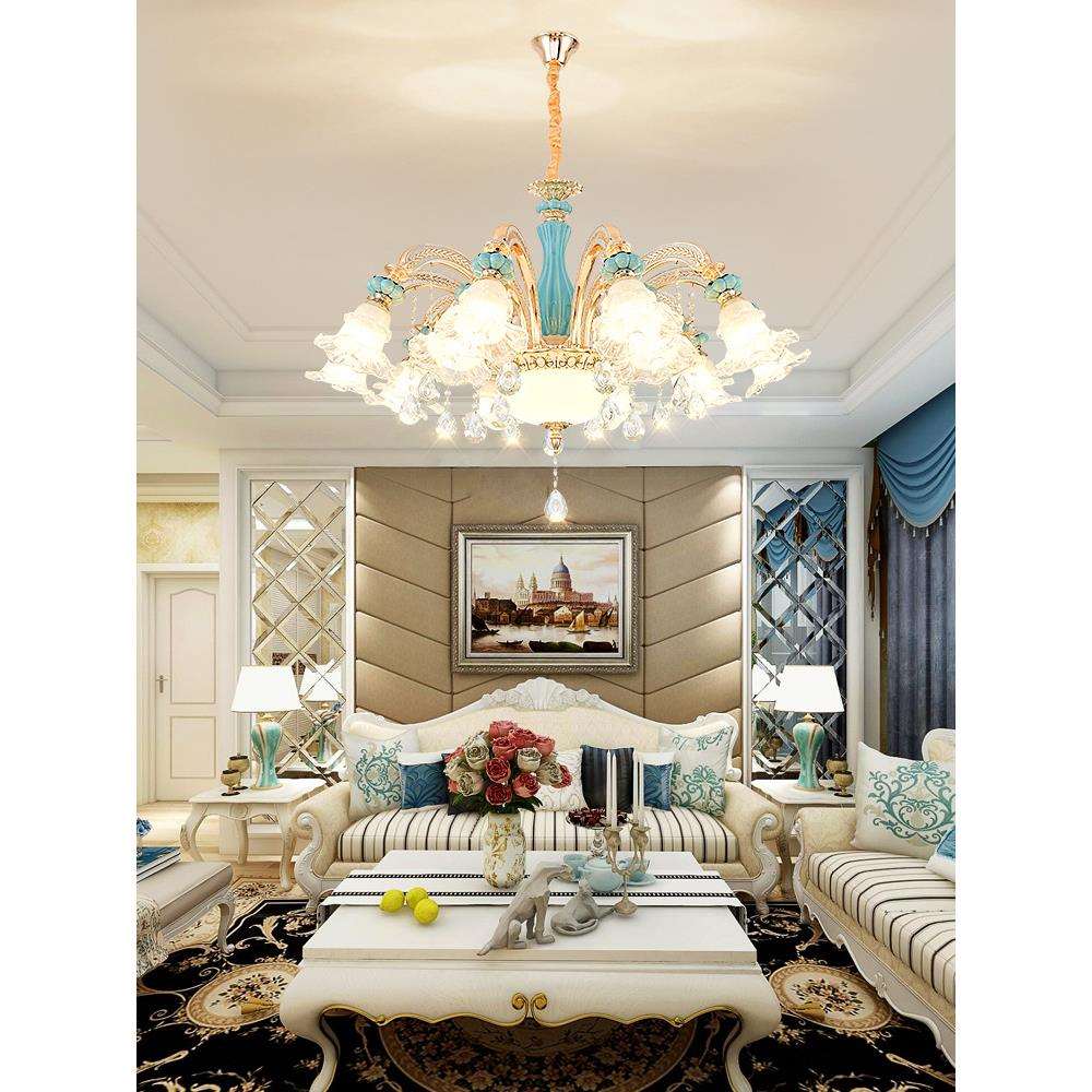 欧式吊灯客厅吊灯灯简约现代奢华大气家用卧室餐厅灯陶瓷吊灯具