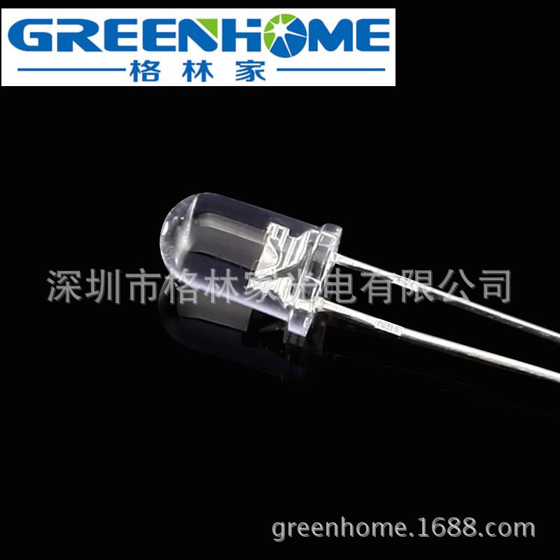 工厂直销F5圆头有边透明短脚高亮暖白灯 5mm圆头暖白直插LED灯珠