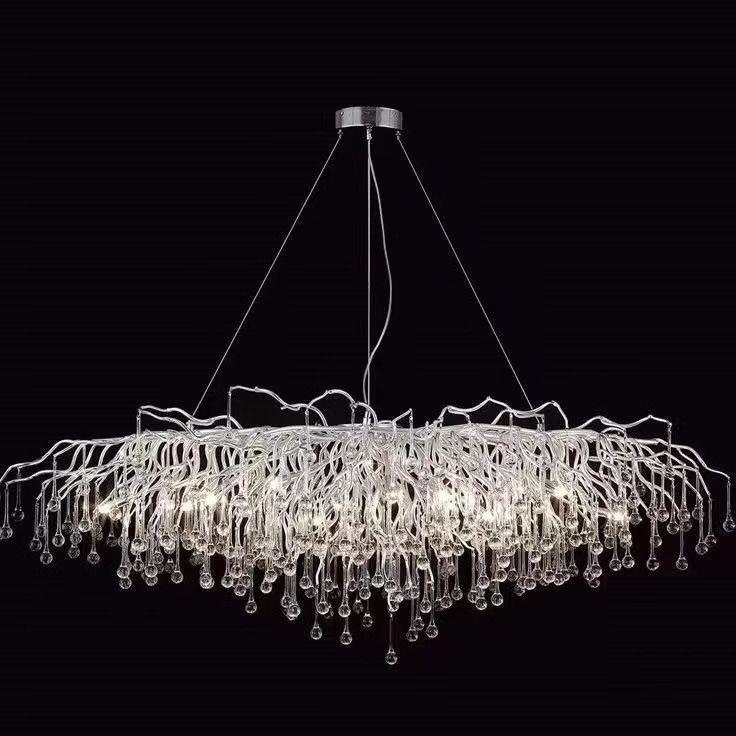 轻奢水晶吊灯客厅灯创意树枝水滴枝形灯具玻璃艺术别墅商用餐厅灯