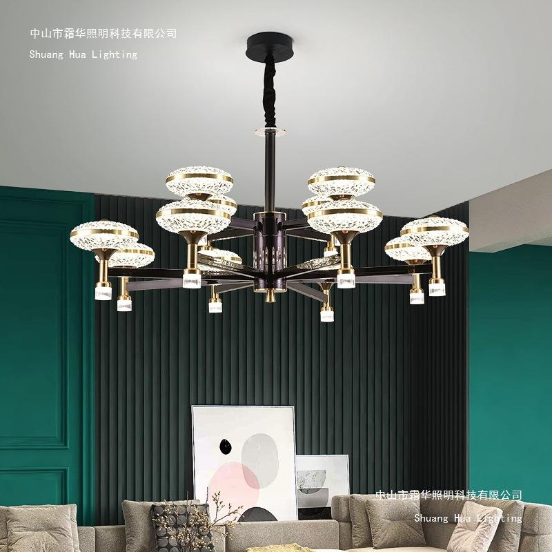 水晶吊灯现代简约大气2025年新款北欧高档饭桌餐厅客厅灯具套餐