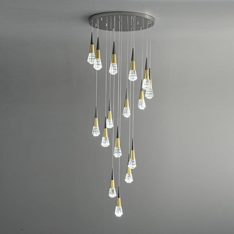 简约创意过道楼梯灯酒店大堂水晶灯水滴个性LED吊灯装饰别墅灯具