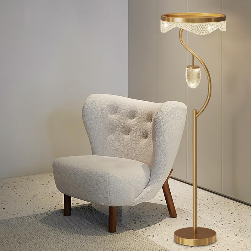 2025新款水晶落地灯轻奢北欧创意金色现代简约卧室台灯落地灯具