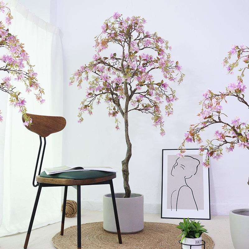 绿植仿真海棠花树室内外客厅落地装饰花造景盆栽假花植物摆件假树