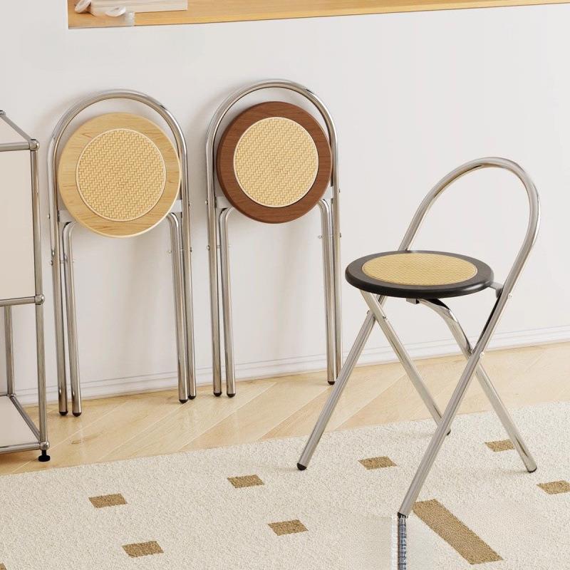 中古风凳子可折叠椅子家用餐椅阳台休闲椅子洽谈椅靠背小圆凳