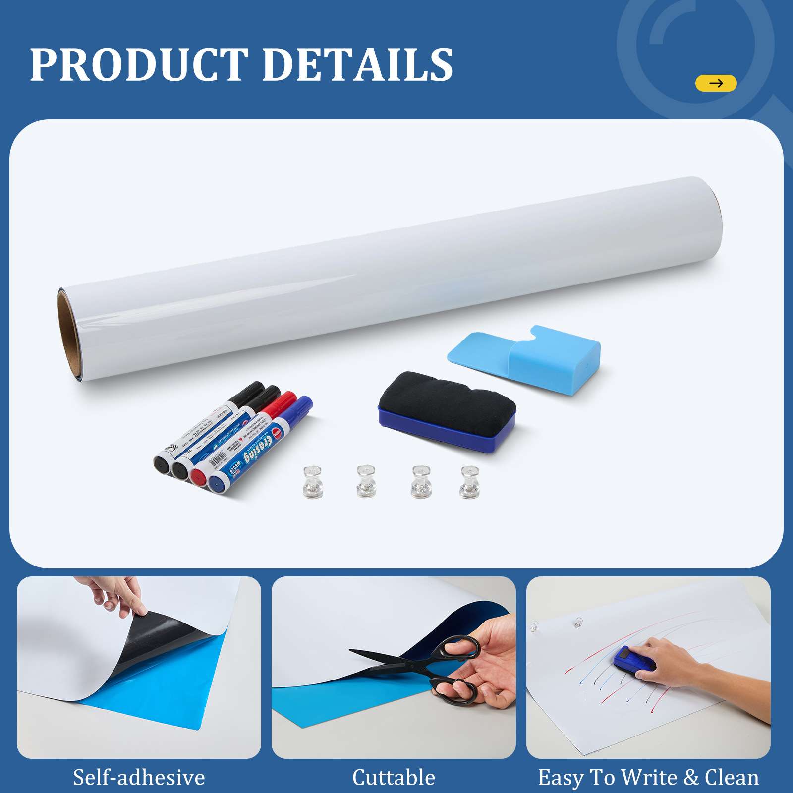 白板写字板磁性白板墙贴黑板贴儿童可擦软画板冰箱书写板跨境