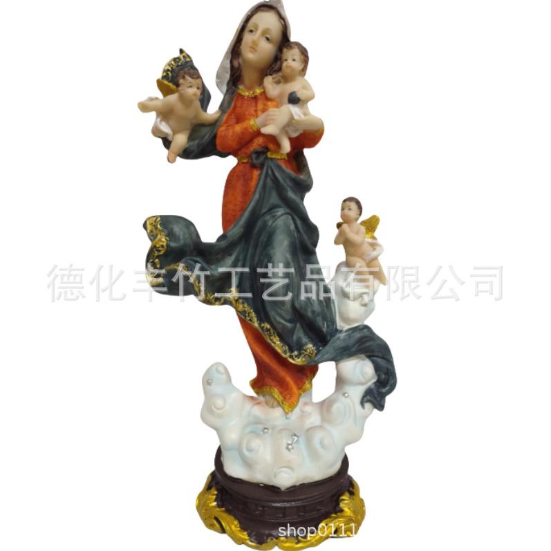 新款30CM外贸出口欧美现货工艺品摆件诞生1套装圣诞马槽组雕像