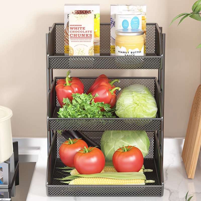 厨房置物架台面专用菜架简易果蔬收纳篮灶台上收纳放菜架家用大全
