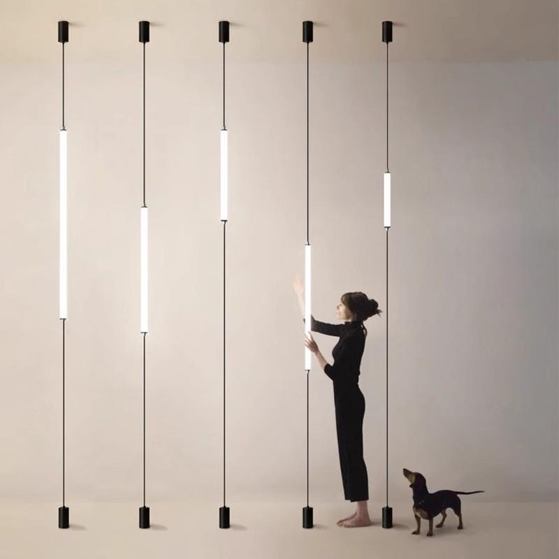 顶天立地天际线灯意式极简民宿装饰设计师玄关带插头床头长条吊灯