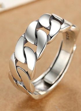 美式新款编织麻花古巴链条戒指