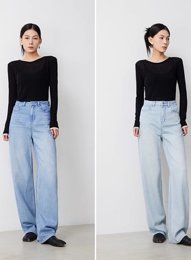 ATUMU「阔腿系列」丨高腰显瘦莱赛尔五色阔腿牛仔裤AT014