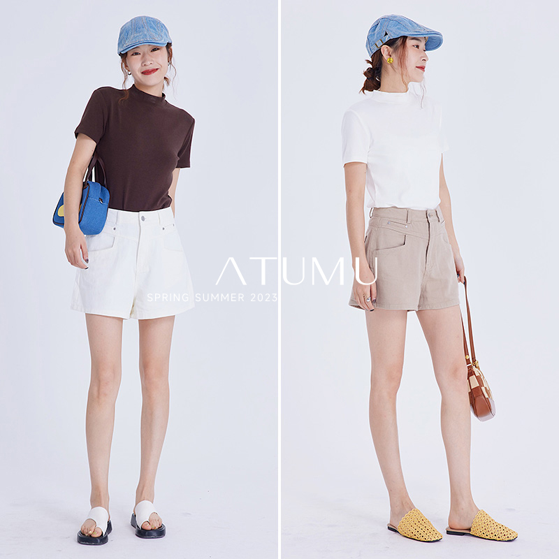 ATUMUA字短裤休闲高腰显瘦