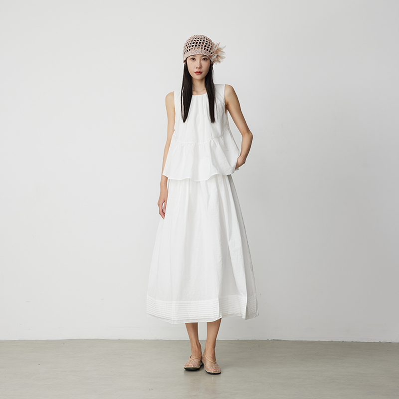 ATUMU【连衣裙系列】春夏上新 假两件背心清新褶皱连衣裙421