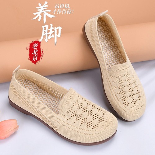 夏季透气一脚蹬轻便软底妈妈布鞋