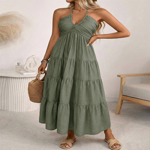 MaxiDress Women 多色挂脖波西米亚长裙 Boho Halter Multi color