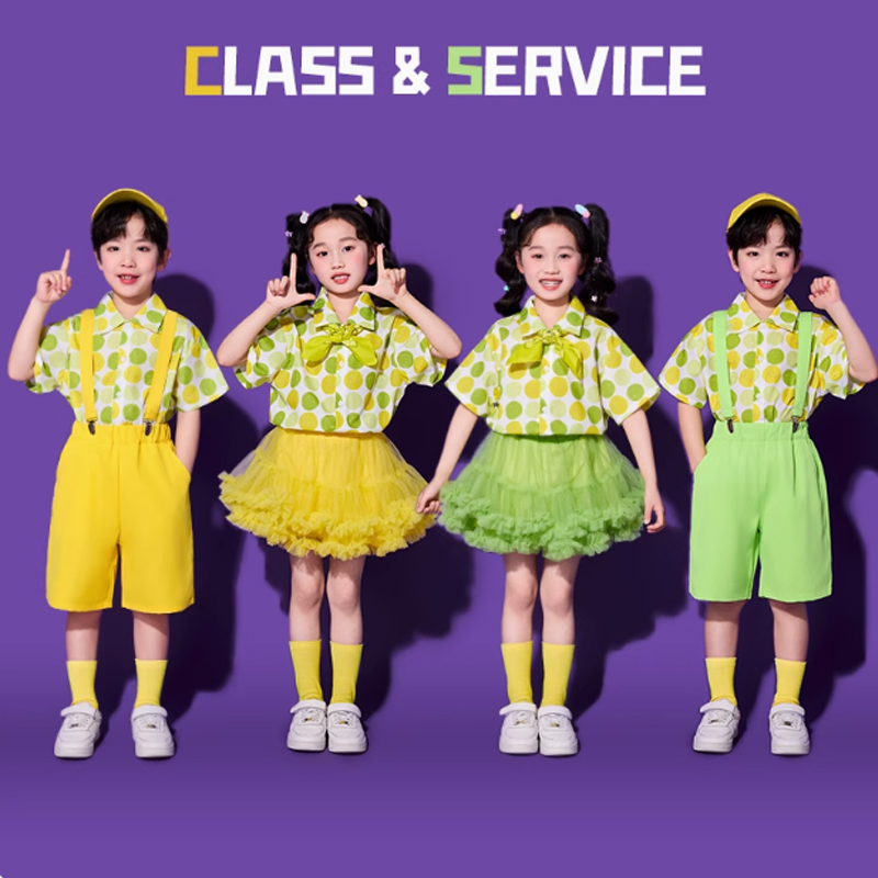 六一儿童啦啦队演出服夏季小学生运动团体表演幼儿园班服蓬蓬纱裙