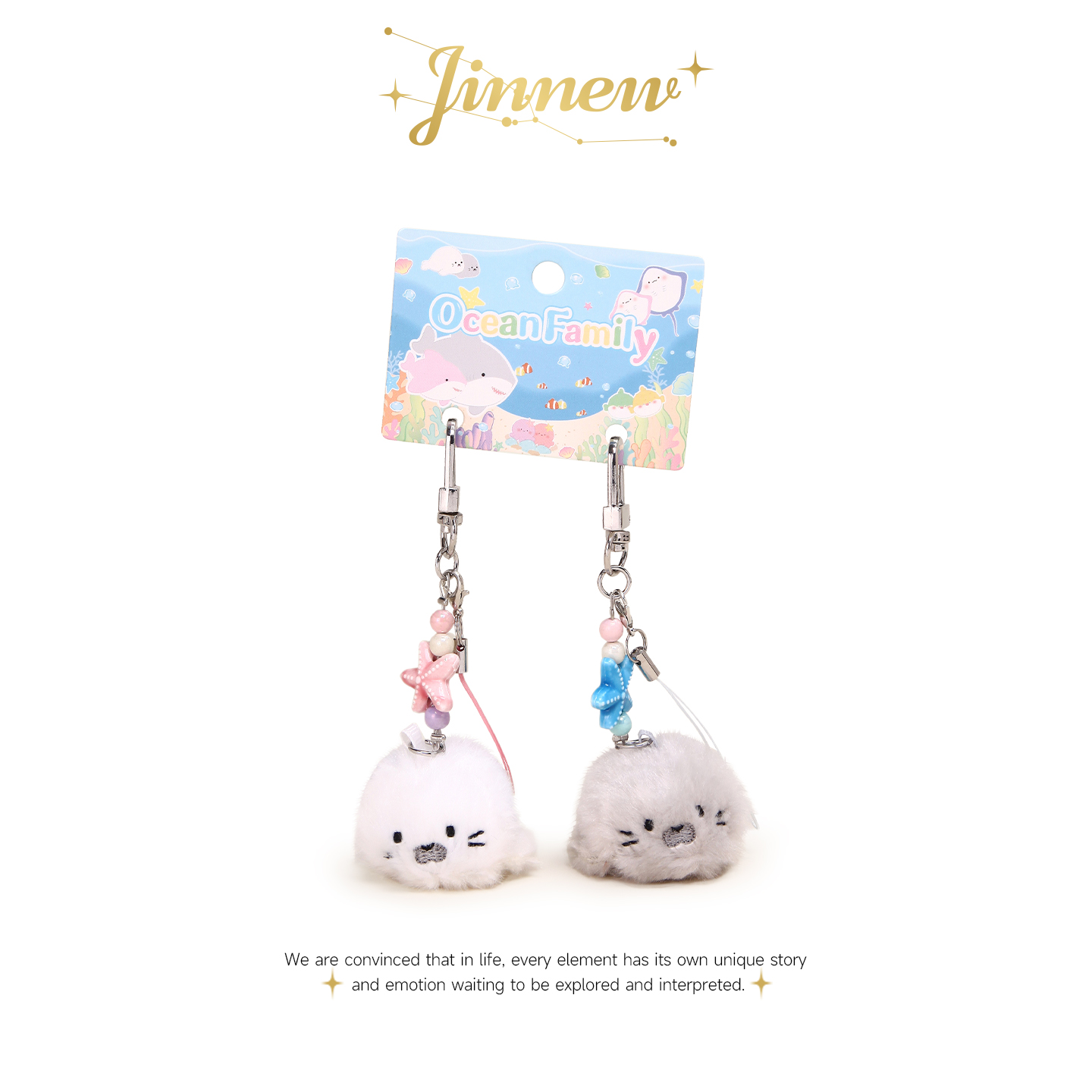 Jinnew原创海洋可爱海豹毛绒公仔双人一对情侣书包包挂件钥匙扣女
