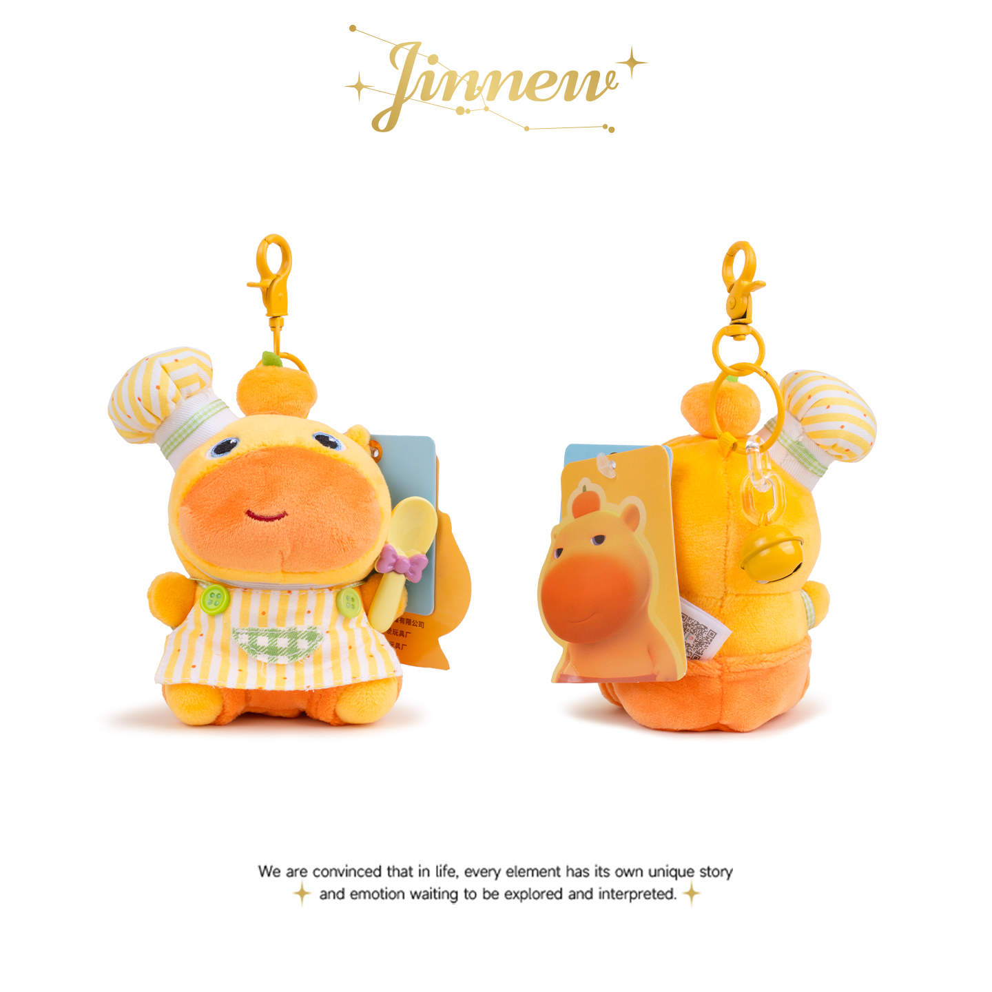 Jinnew正版可爱丑萌厨师水豚噜噜毛绒公仔书包包挂件钥匙扣挂饰女