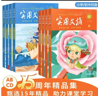 实用文摘小学版15周年精品集ABCD杂志书刊 实用文摘初中版 2023年期刊十五周年珍藏小学生作文素材儿童文学