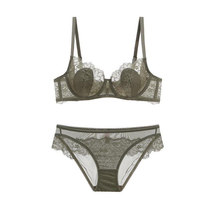 Lace Thin Womens Bra Set Sexy Eyelash Breathable Underwear
