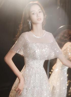 Champagne color evening dress celebrity fairy dignified