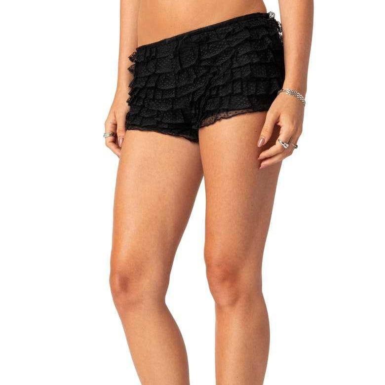 womens sexy ruffle lace retro cheeky booty panty shorts