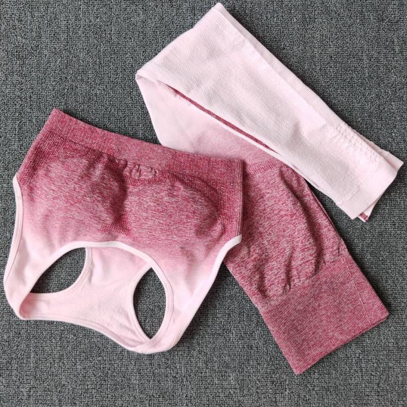 Set gradient color bra yoga sports fitness seamless