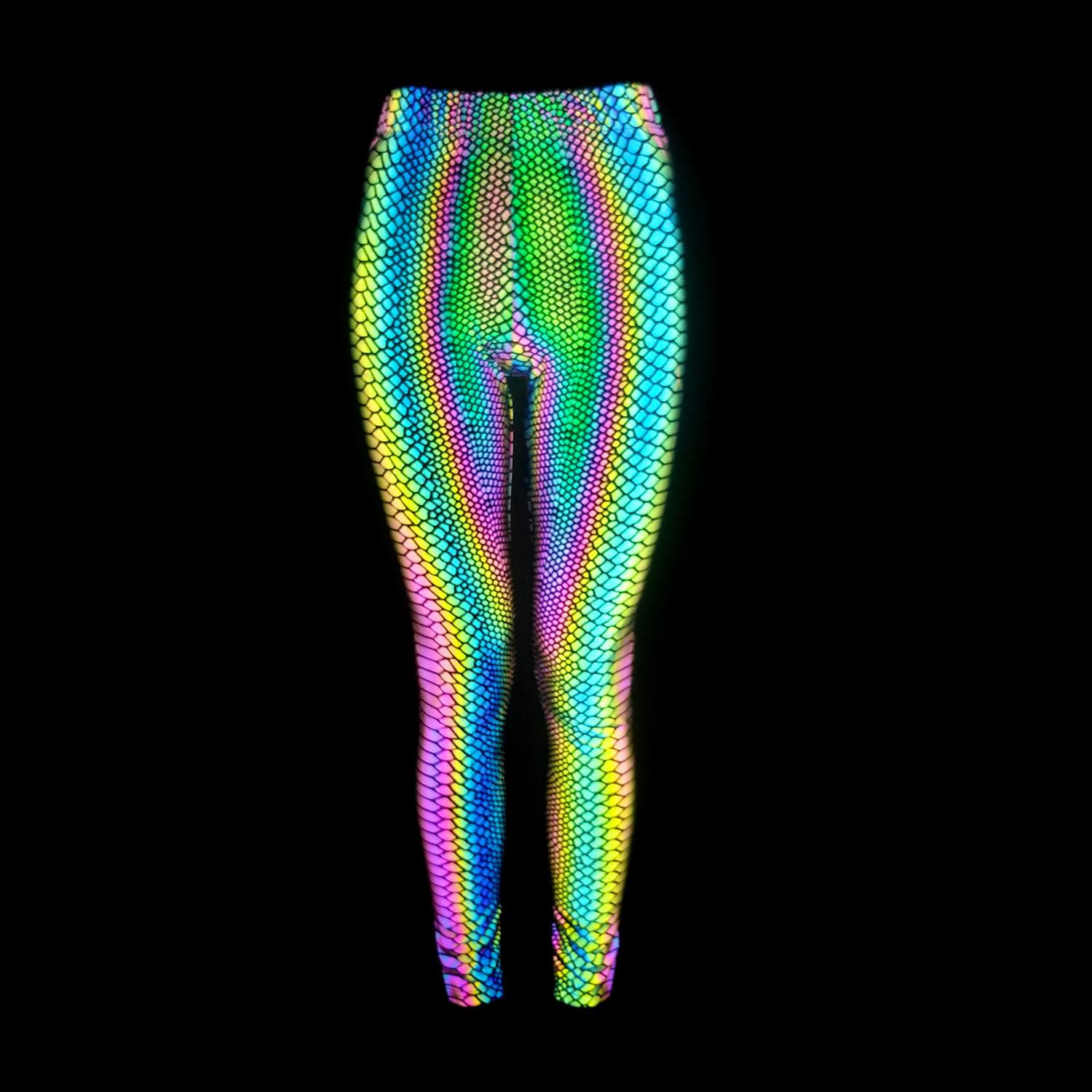 Snakeskin reflective leggings for women fitness sports hip