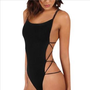 Lace-up backless black tights womens sleeveless beach