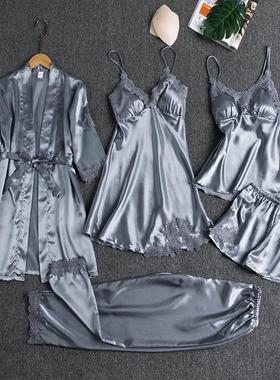 home long sexy women large summer silk bathrobe suit