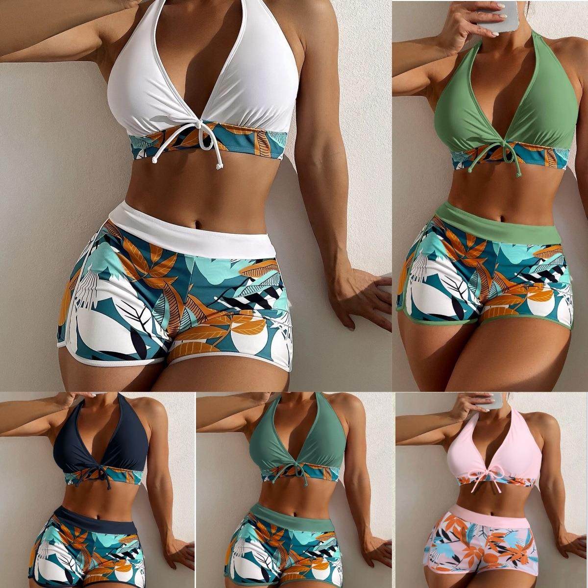 Women's swimsuit two-piece boxer bikini high waist swimsuit