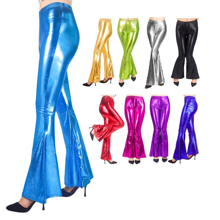 Trousers Pants Flared Leather Bright Pants Womens Sexy