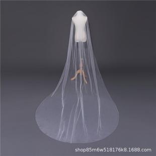 layer nude comb long brides hair single with Meter veil