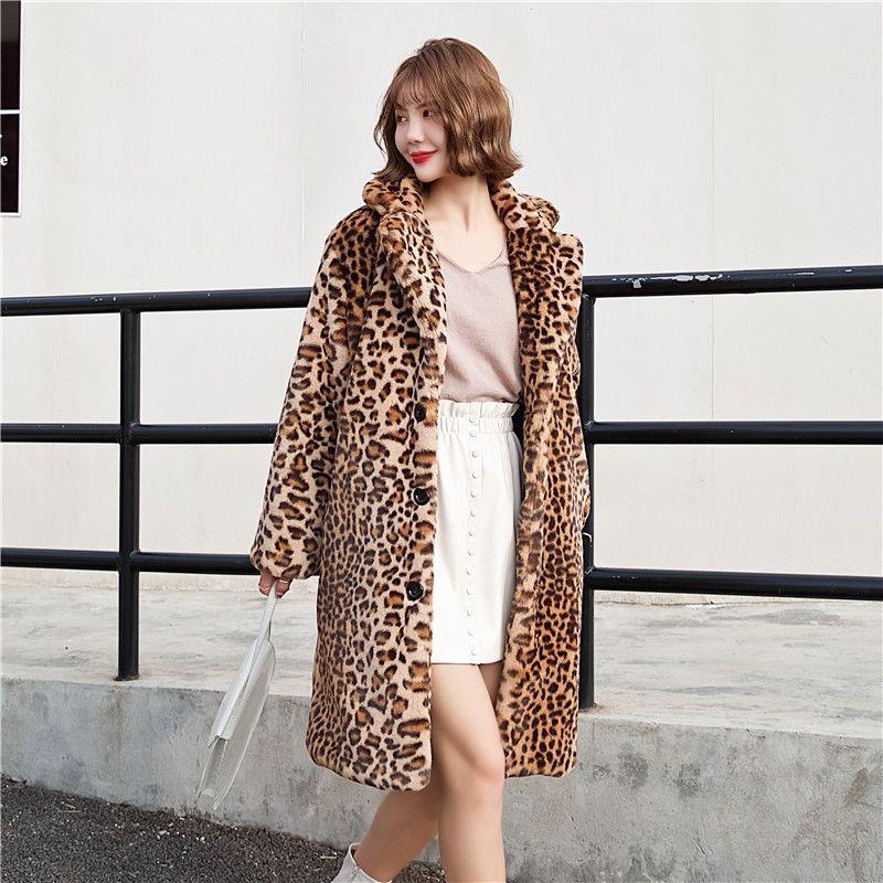 wool coatwinter coat warm fur leopard long fluffy luxury