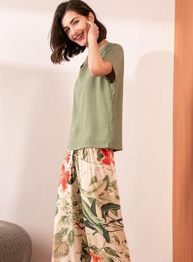 home multi-flower pajamas Comfortable clothes contrast
