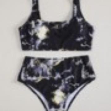 Top Bikini Waist High Collar Swimsuit Two-Piece Womens