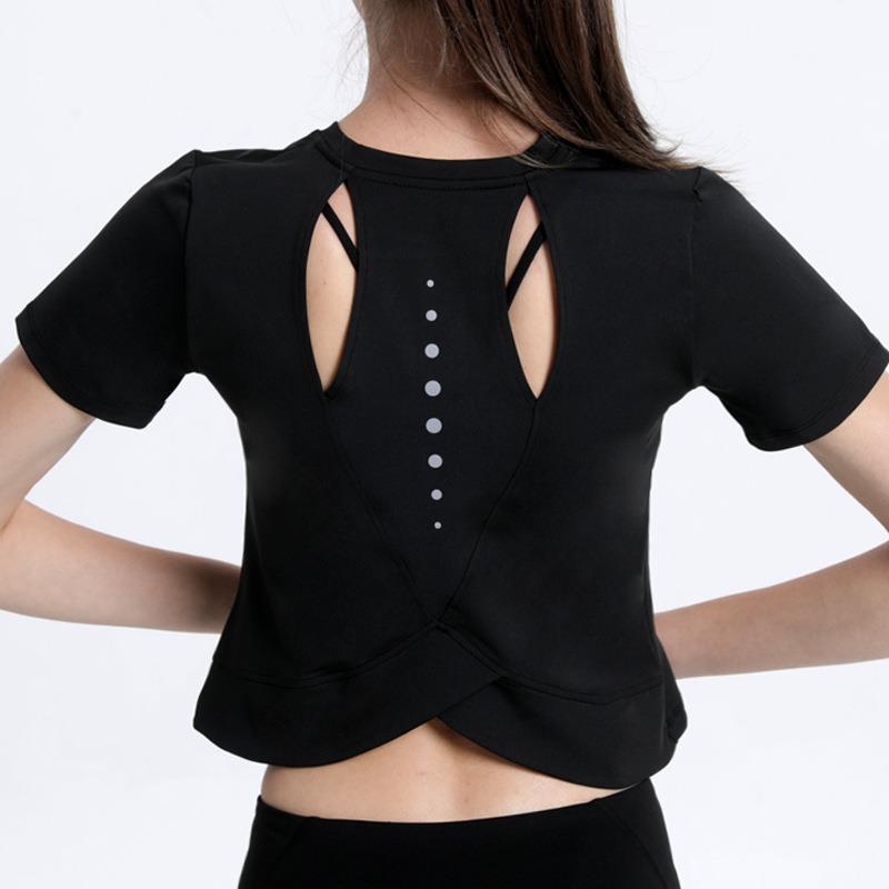 Sports back tops for women long sleeves loose yoga clothes