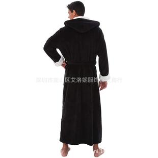 sleepwear gown home fleece long hooded warm winter bathrobe