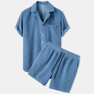 shorts fashion Mens suit color solid casual collar