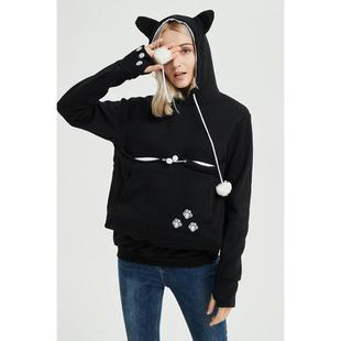 Kangaroo Dog Big Plus Show Pocket Hoodie Sweater Velvet Cat