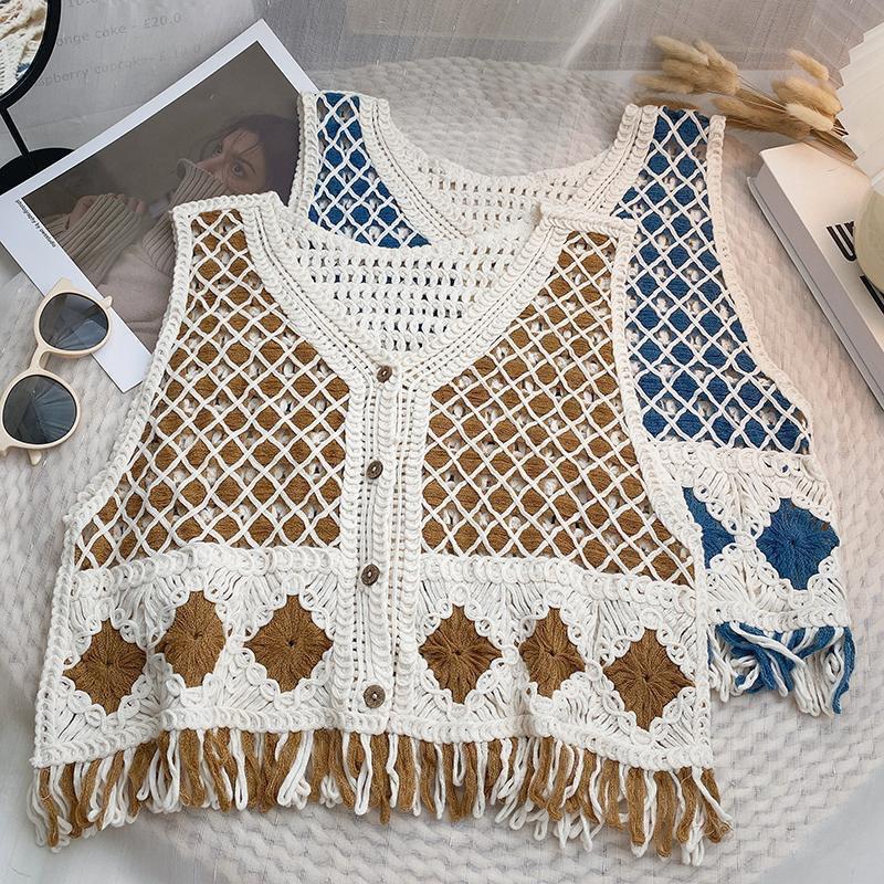 Short V-neck All-match Year Womens Cardigan Vest Knitted