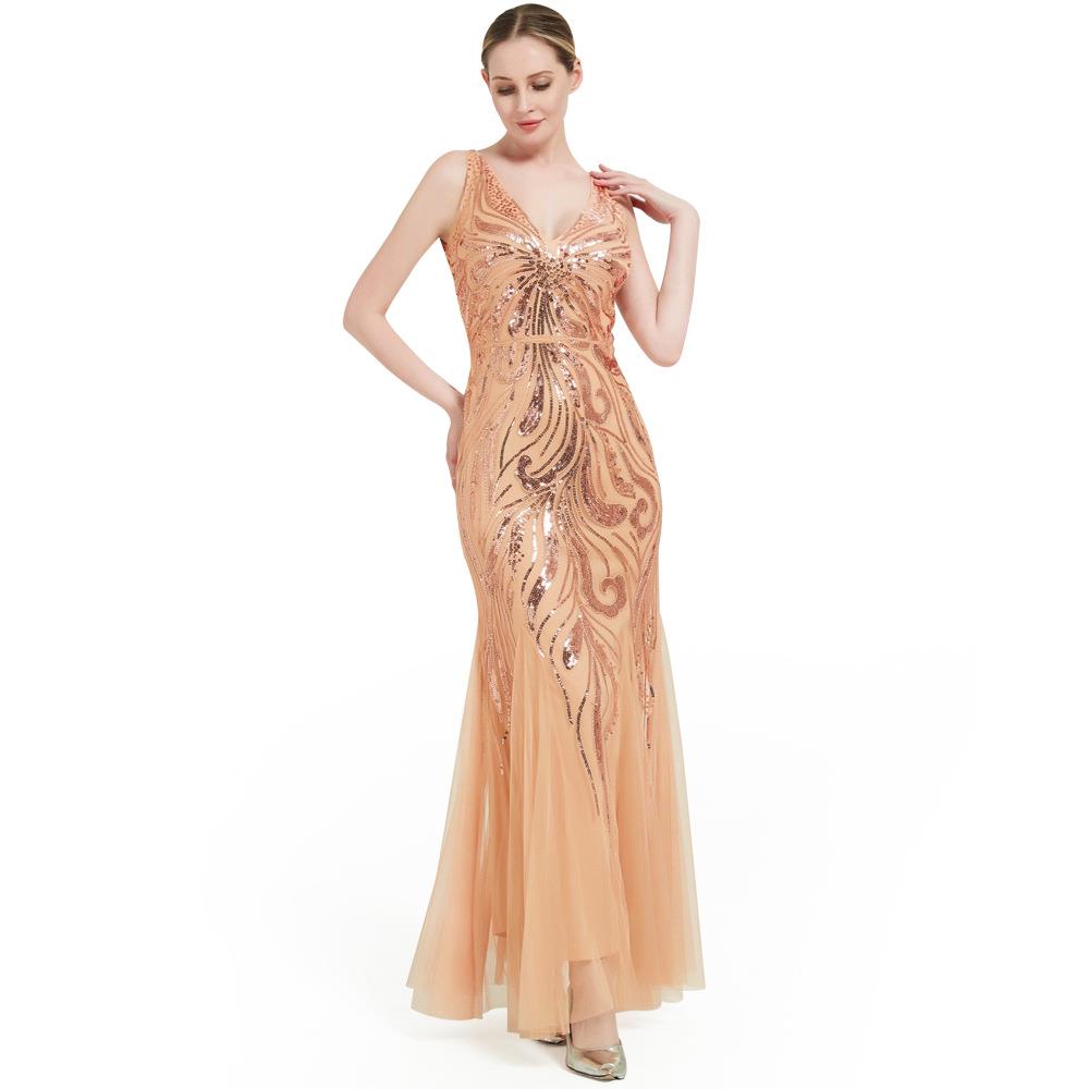 Sequined for mesh women V elegant sexy evening skirt deep